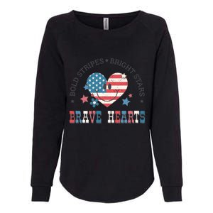 4th Of July Retro Blold Stripes Bright Stars Brave Hearts Gift Womens California Wash Sweatshirt