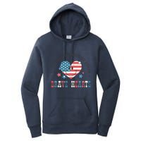 4th Of July Retro Blold Stripes Bright Stars Brave Hearts Gift Women's Pullover Hoodie