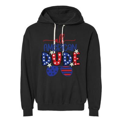 4th Of July Sunglasses All American Dude Cool Gift Garment-Dyed Fleece Hoodie