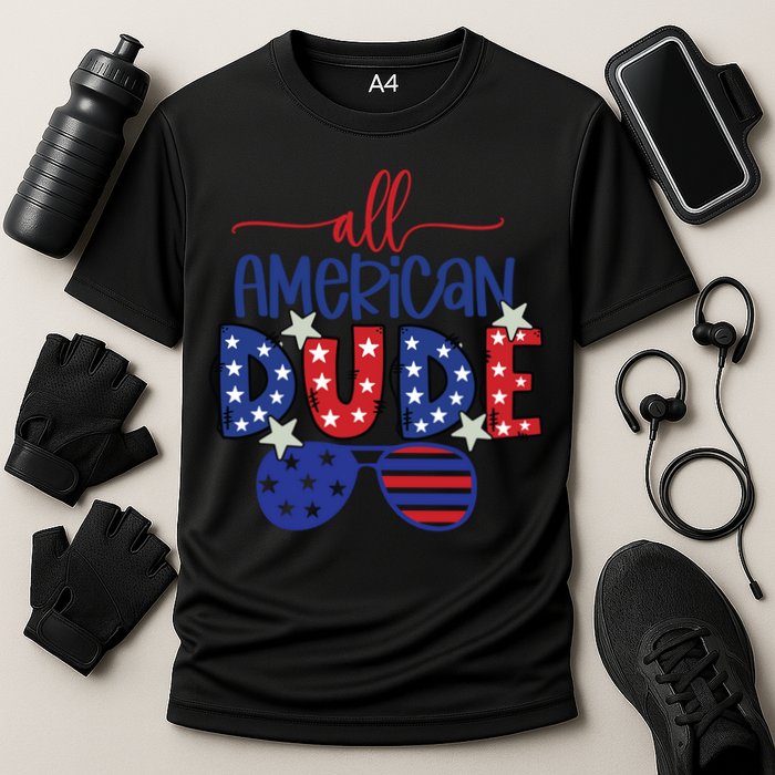 4th Of July Sunglasses All American Dude Cool Gift Cooling Performance Crew T-Shirt