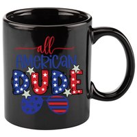 4th Of July Sunglasses All American Dude Cool Gift 11oz C Handle Ceramic Mug