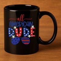 4th Of July Sunglasses All American Dude Cool Gift 11oz C Handle Ceramic Mug