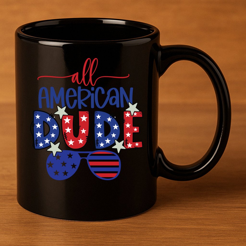 4th Of July Sunglasses All American Dude Cool Gift 11oz C Handle Ceramic Mug