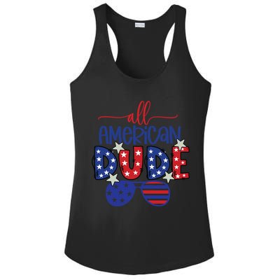 4th Of July Sunglasses All American Dude Cool Gift Ladies PosiCharge Competitor Racerback Tank