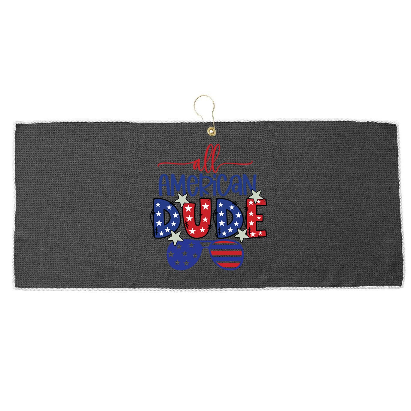 4th Of July Sunglasses All American Dude Cool Gift Large Microfiber Waffle Golf Towel