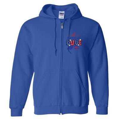 4th Of July Sunglasses All American Dude Cool Gift Full Zip Hoodie