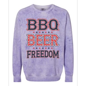 4th Of July Patriotic Usa American Flag Bbq Beer Freedom Cool Gift Colorblast Crewneck Sweatshirt