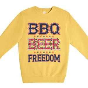 4th Of July Patriotic Usa American Flag Bbq Beer Freedom Cool Gift Premium Crewneck Sweatshirt