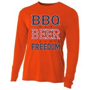 4th Of July Patriotic Usa American Flag Bbq Beer Freedom Cool Gift Cooling Performance Long Sleeve Crew