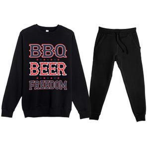 4th Of July Patriotic Usa American Flag Bbq Beer Freedom Cool Gift Premium Crewneck Sweatsuit Set