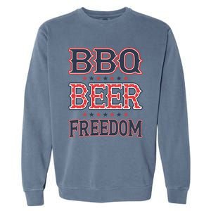 4th Of July Patriotic Usa American Flag Bbq Beer Freedom Cool Gift Garment-Dyed Sweatshirt