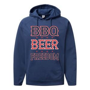 4th Of July Patriotic Usa American Flag Bbq Beer Freedom Cool Gift Performance Fleece Hoodie