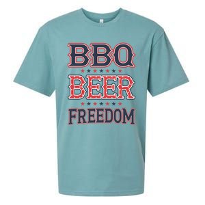 4th Of July Patriotic Usa American Flag Bbq Beer Freedom Cool Gift Sueded Cloud Jersey T-Shirt