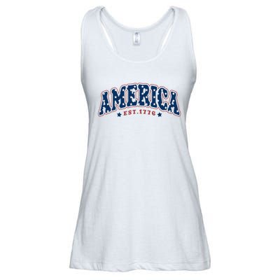 4th of july America Est 1776 4th july Ladies Essential Flowy Tank