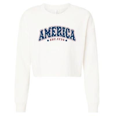 4th of july America Est 1776 4th july Cropped Pullover Crew