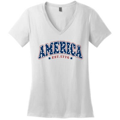 4th of july America Est 1776 4th july Women's V-Neck T-Shirt