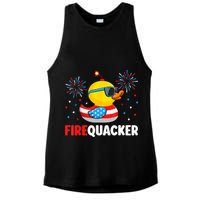 4th Of July Duck Firequacker Patriotic Fourth Of July Funny Ladies PosiCharge Tri-Blend Wicking Tank