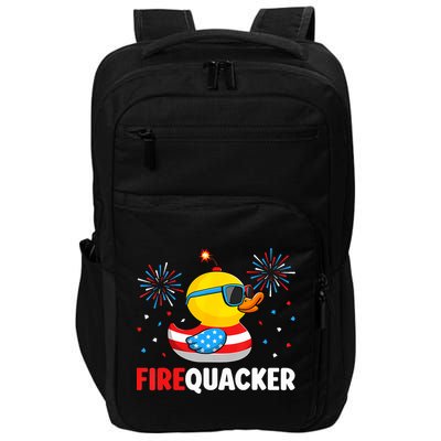 4th Of July Duck Firequacker Patriotic Fourth Of July Funny Impact Tech Backpack