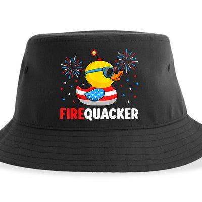 4th Of July Duck Firequacker Patriotic Fourth Of July Funny Sustainable Bucket Hat
