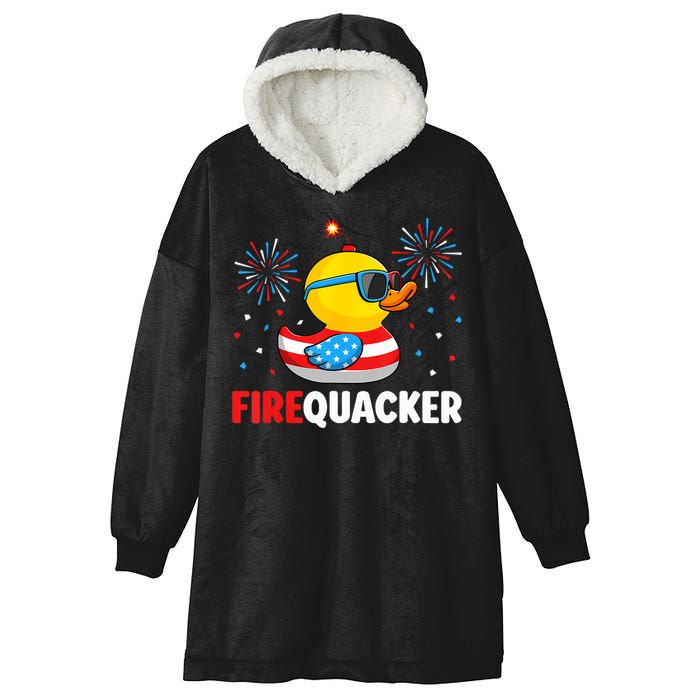 4th Of July Duck Firequacker Patriotic Fourth Of July Funny Hooded Wearable Blanket