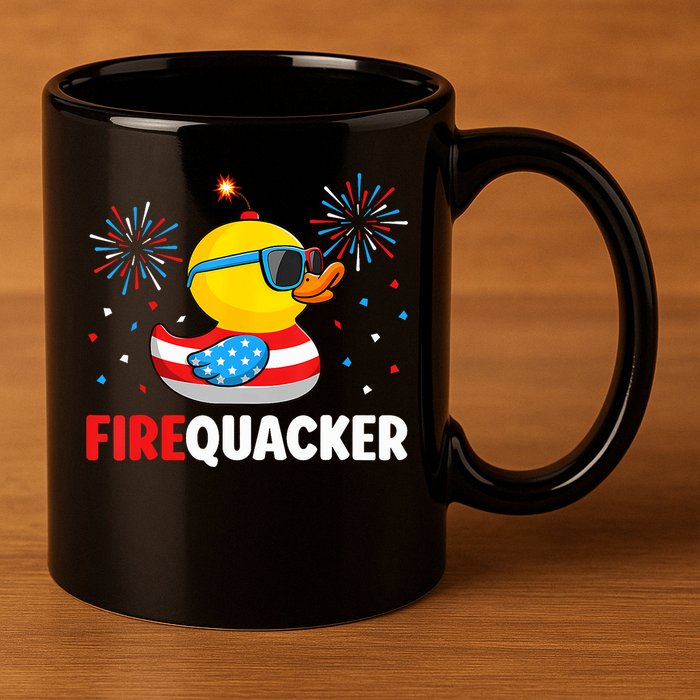 4th Of July Duck Firequacker Patriotic Fourth Of July Funny 11oz C Handle Ceramic Mug