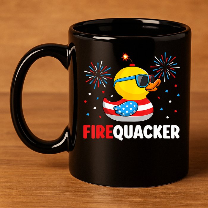 4th Of July Duck Firequacker Patriotic Fourth Of July Funny 11oz C Handle Ceramic Mug