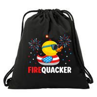 4th Of July Duck Firequacker Patriotic Fourth Of July Funny Drawstring Bag