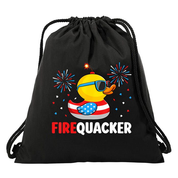 4th Of July Duck Firequacker Patriotic Fourth Of July Funny Drawstring Bag