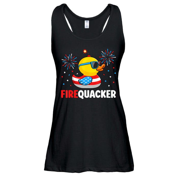 4th Of July Duck Firequacker Patriotic Fourth Of July Funny Ladies Essential Flowy Tank