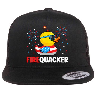 4th Of July Duck Firequacker Patriotic Fourth Of July Funny Flatbill Hat