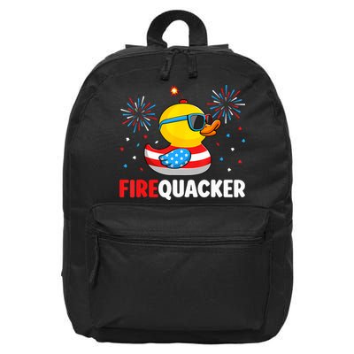 4th Of July Duck Firequacker Patriotic Fourth Of July Funny 16 in Basic Backpack