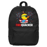 4th Of July Duck Firequacker Patriotic Fourth Of July Funny 16 in Basic Backpack