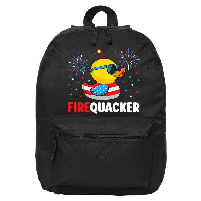 4th Of July Duck Firequacker Patriotic Fourth Of July Funny 16 in Basic Backpack