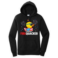 4th Of July Duck Firequacker Patriotic Fourth Of July Funny Women's Pullover Hoodie