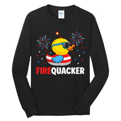 4th Of July Duck Firequacker Patriotic Fourth Of July Funny Tall Long Sleeve T-Shirt