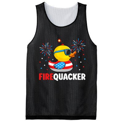 4th Of July Duck Firequacker Patriotic Fourth Of July Funny Mesh Reversible Basketball Jersey Tank