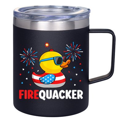 4th Of July Duck Firequacker Patriotic Fourth Of July Funny 12oz Stainless Steel Coffee Mug