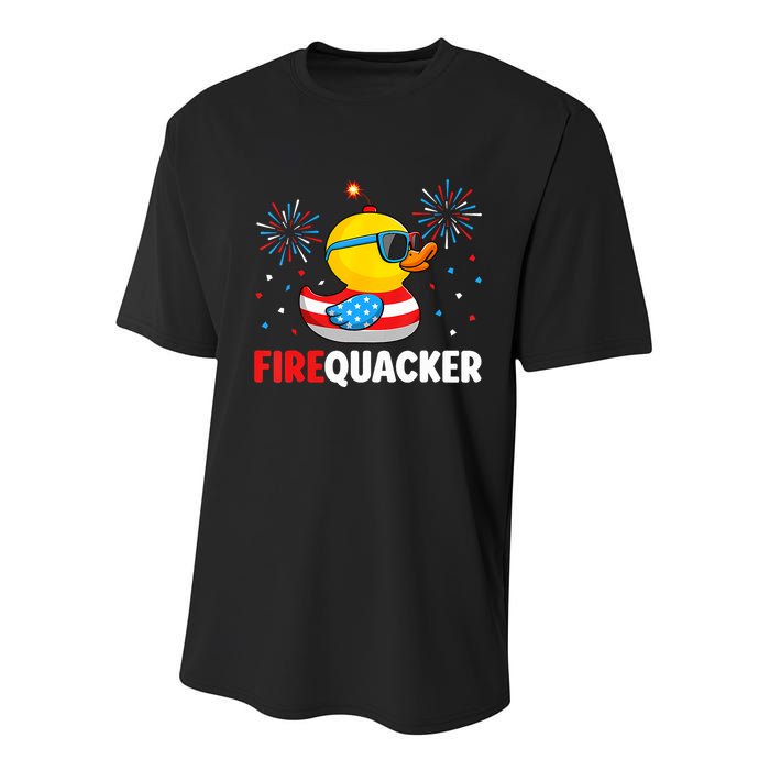 4th Of July Duck Firequacker Patriotic Fourth Of July Funny Youth Performance Sprint T-Shirt