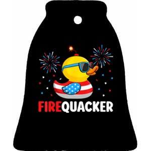 4th Of July Duck Firequacker Patriotic Fourth Of July Funny Ceramic Bell Ornament