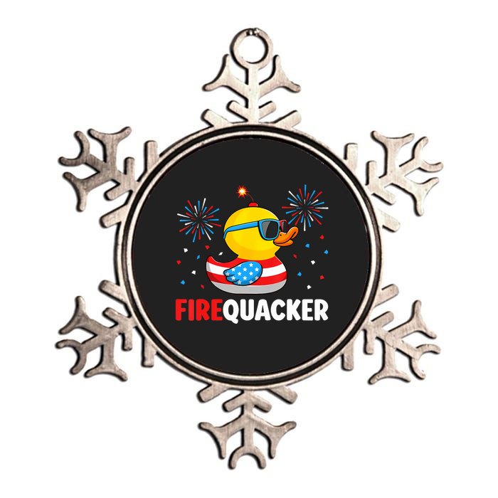 4th Of July Duck Firequacker Patriotic Fourth Of July Funny Metallic Star Ornament