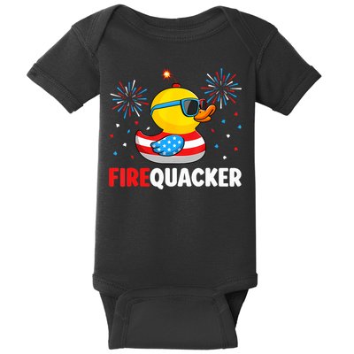 4th Of July Duck Firequacker Patriotic Fourth Of July Funny Baby Bodysuit