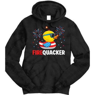 4th Of July Duck Firequacker Patriotic Fourth Of July Funny Tie Dye Hoodie