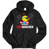 4th Of July Duck Firequacker Patriotic Fourth Of July Funny Tie Dye Hoodie
