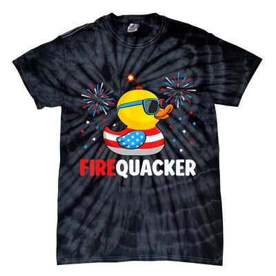 4th Of July Duck Firequacker Patriotic Fourth Of July Funny Tie-Dye T-Shirt