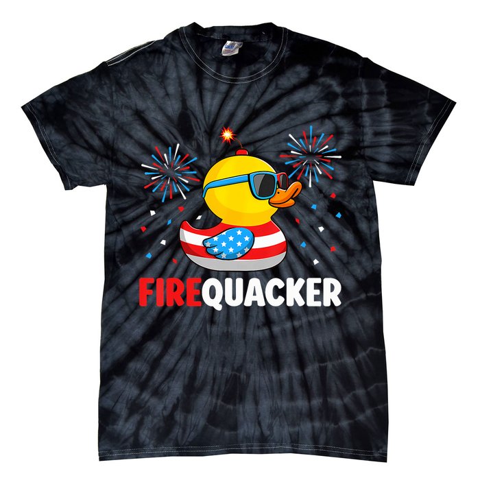 4th Of July Duck Firequacker Patriotic Fourth Of July Funny Tie-Dye T-Shirt