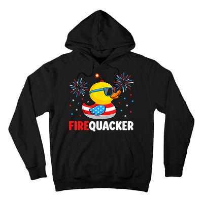 4th Of July Duck Firequacker Patriotic Fourth Of July Funny Tall Hoodie