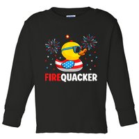 4th Of July Duck Firequacker Patriotic Fourth Of July Funny Toddler Long Sleeve Shirt
