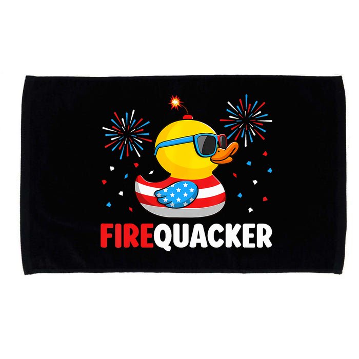 4th Of July Duck Firequacker Patriotic Fourth Of July Funny Microfiber Hand Towel