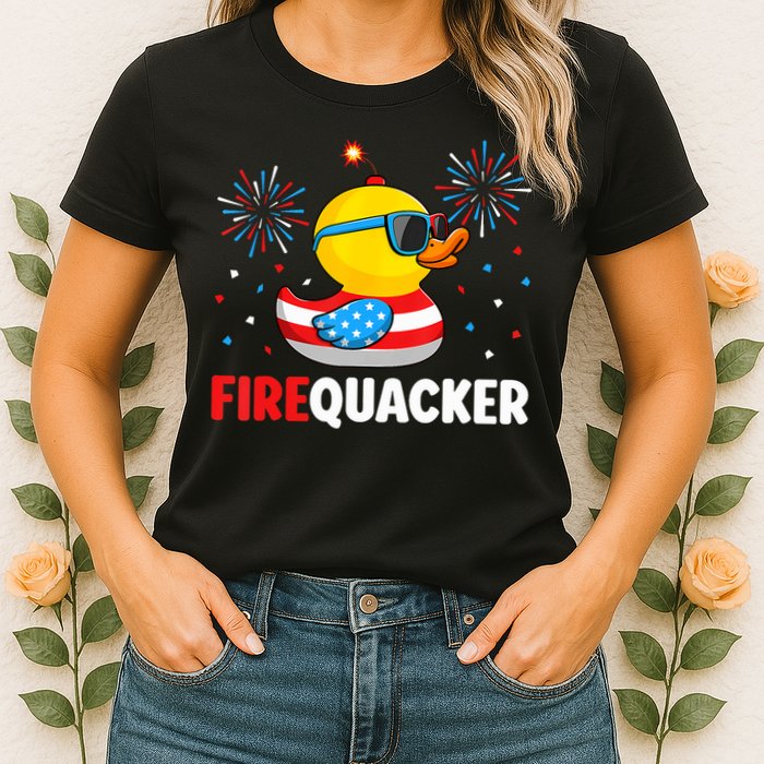 4th Of July Duck Firequacker Patriotic Fourth Of July Funny Womens T-Shirt