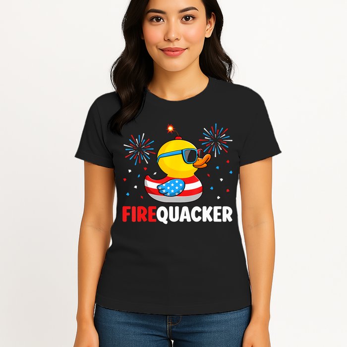 4th Of July Duck Firequacker Patriotic Fourth Of July Funny Womens T-Shirt